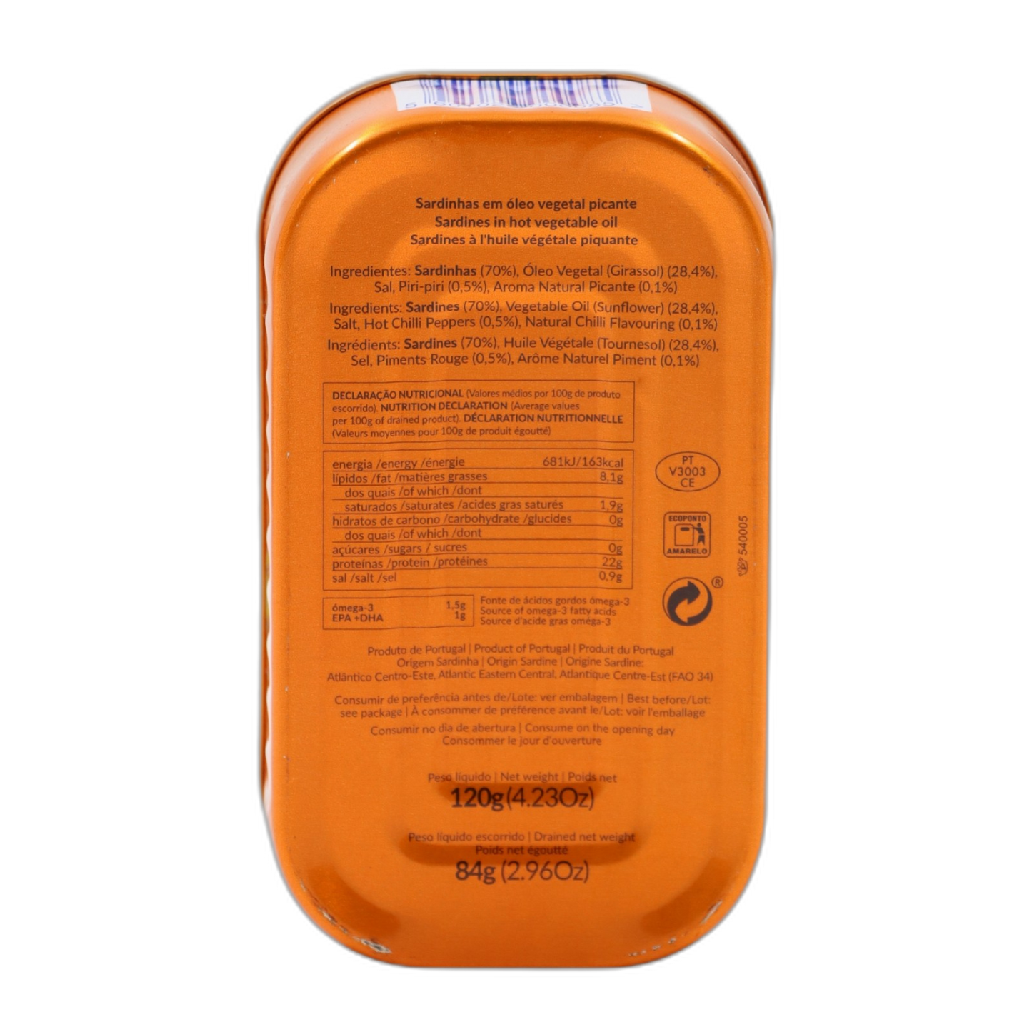 Bom Petisco sardinės aštriame augaliniame aliejuje