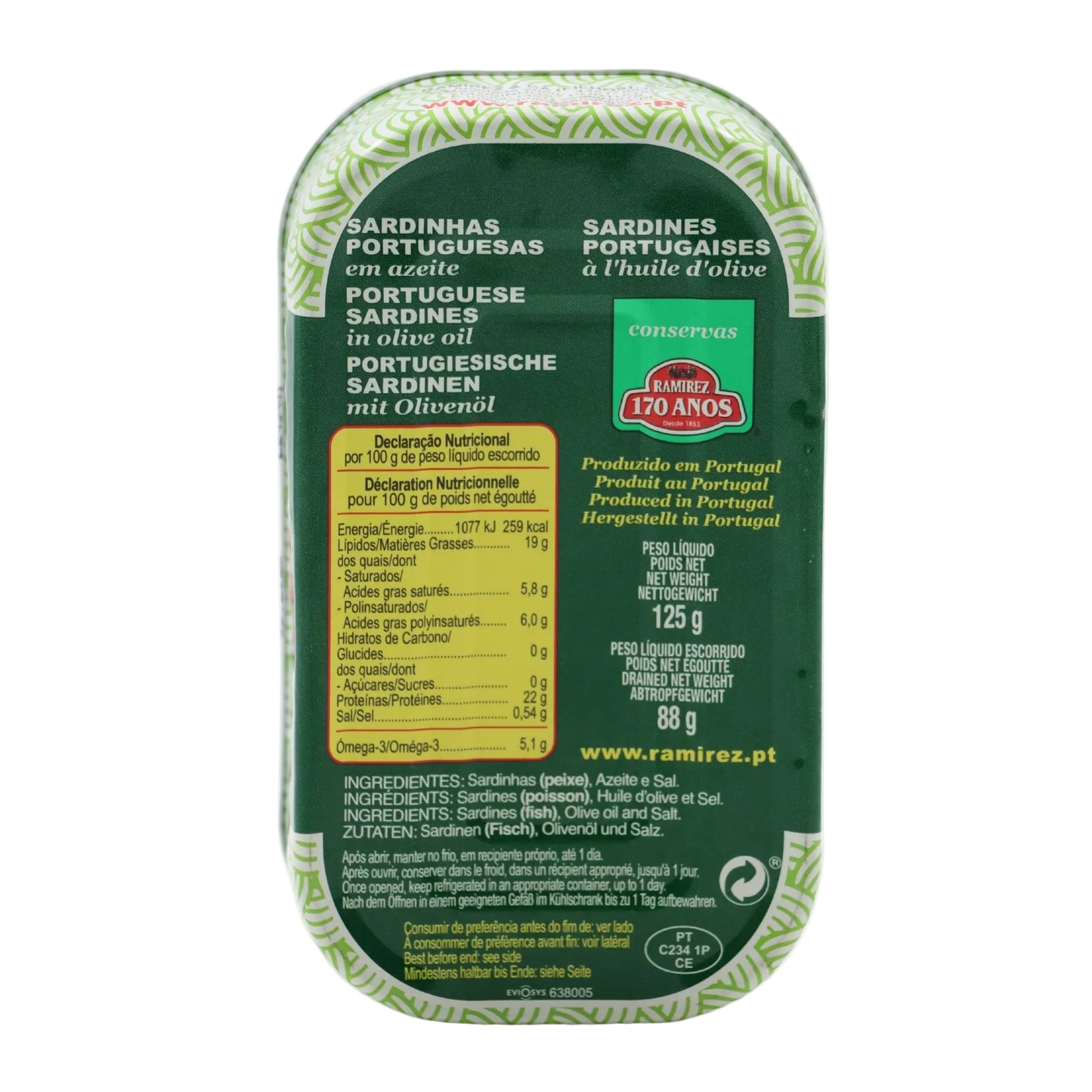 Ramirez portugališkos sardinės alyvuogių aliejuje