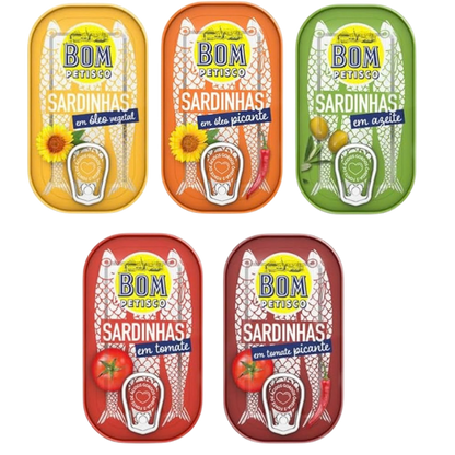 Bom Petisco portugališkų sardinių degustacinis rinkinys (5 x 120 g)