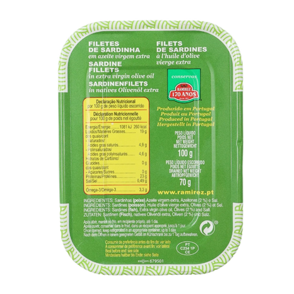 Filetes de sardinha sem espinhas Ramirez em azeite virgem extra